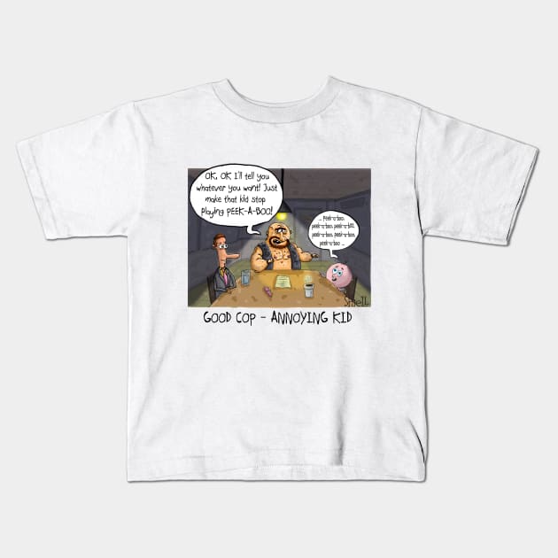 Good Cop, Annoying Kid Kids T-Shirt by macccc8